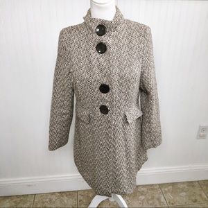 Last Kiss Cream & Brown Chevron Tweed Swing Coat